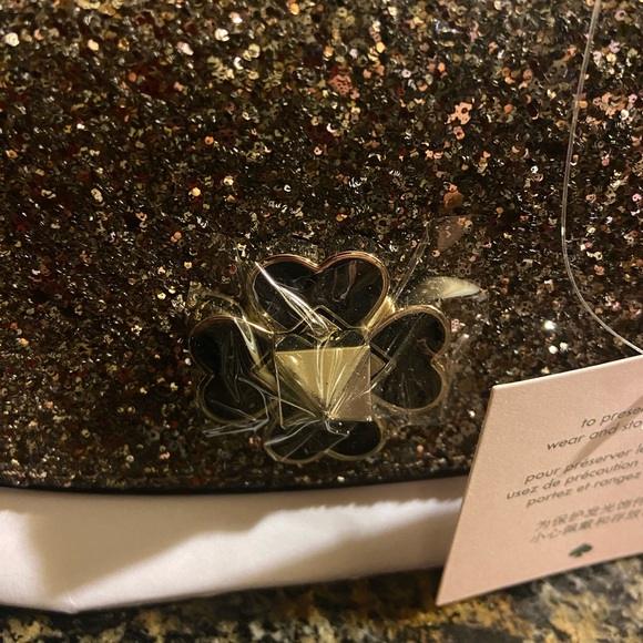 NWT Kate Spade ♠️ Rose Gold Odette Glitter Mini Top Handle Crossbody Card Holder - Picture 4 of 11